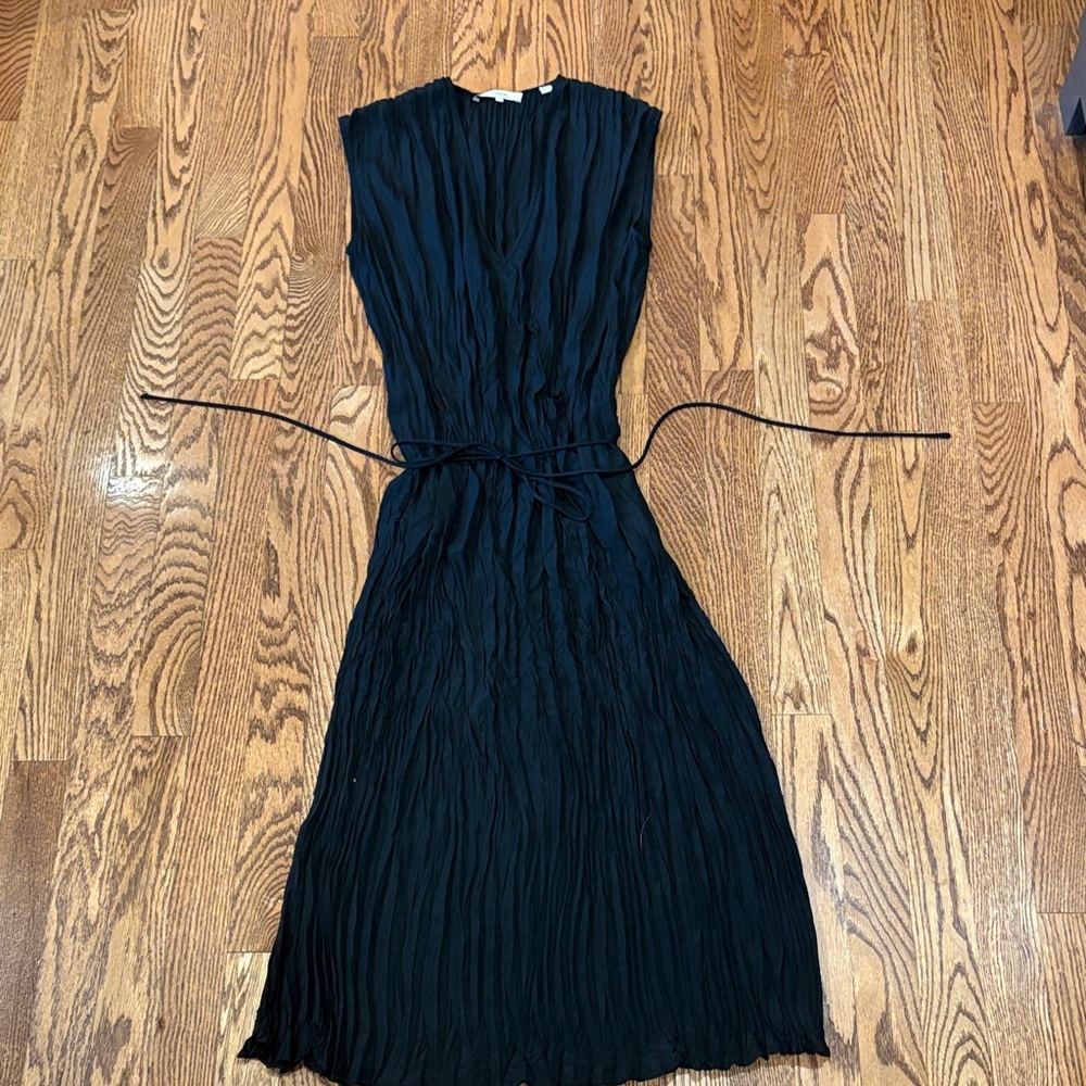 Vince Black Textured Midi Dress